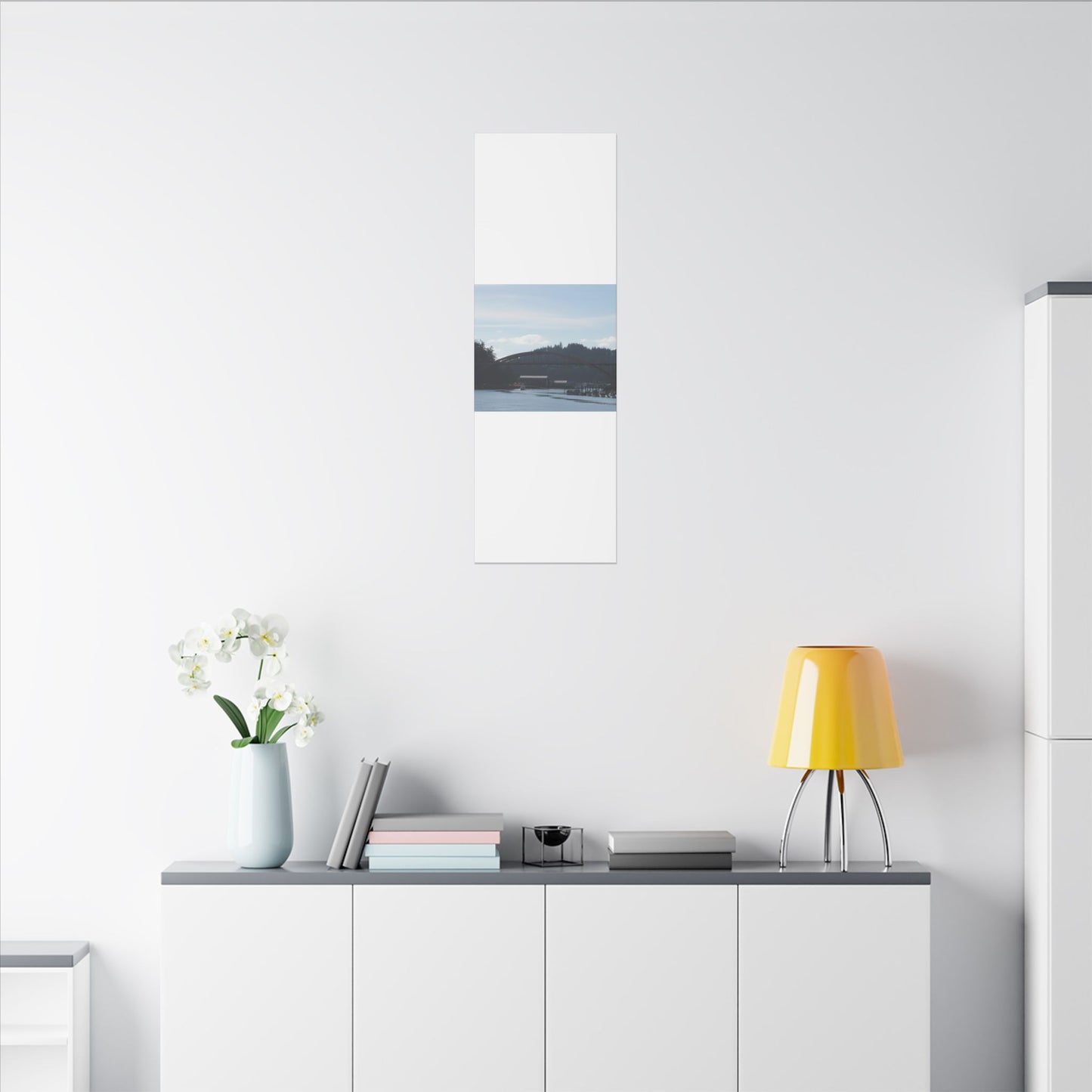 Scenic Bridge Matte Canvas Wall Art - Tranquil River Landscape