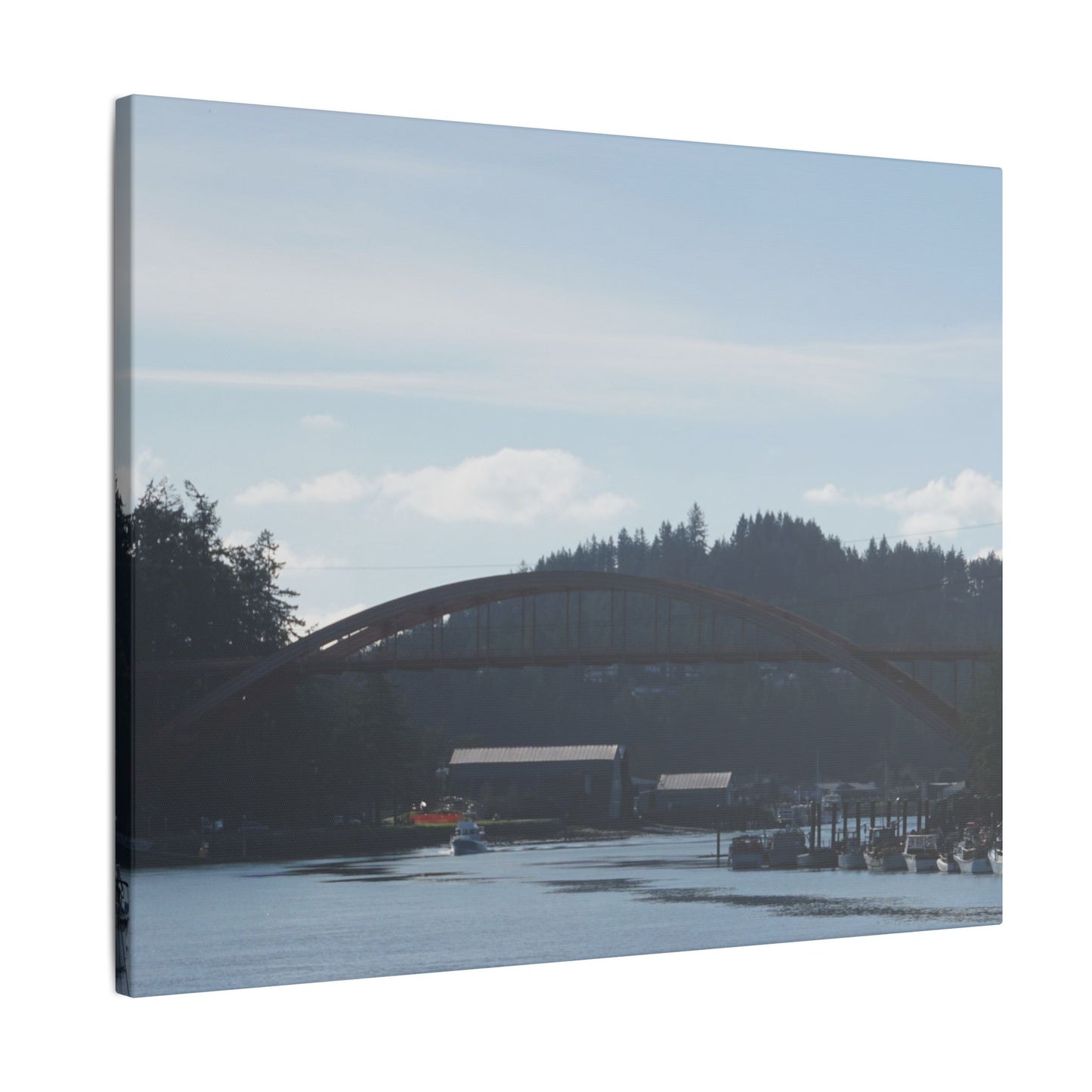 Scenic Bridge Matte Canvas Wall Art - Tranquil River Landscape