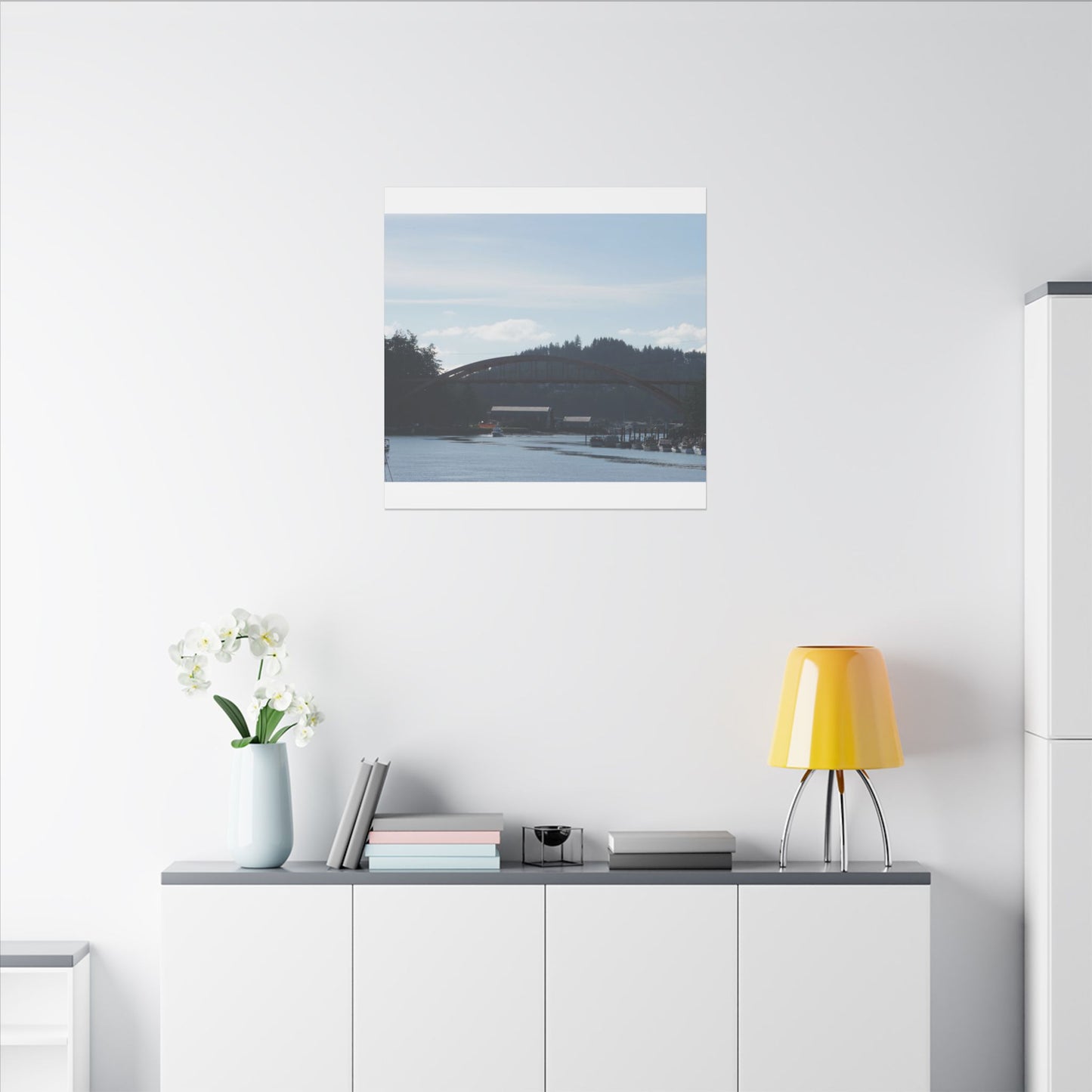 Scenic Bridge Matte Canvas Wall Art - Tranquil River Landscape