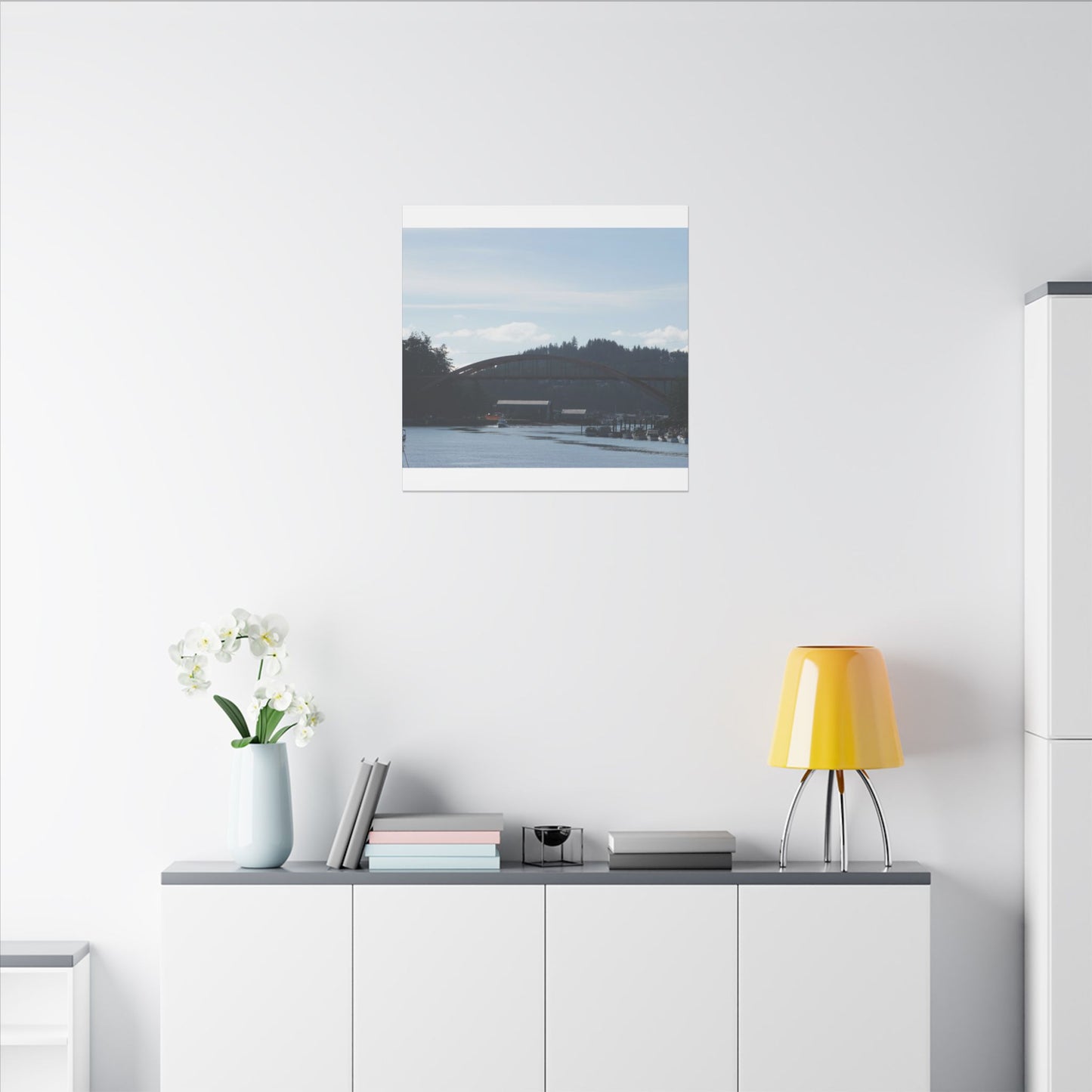 Scenic Bridge Matte Canvas Wall Art - Tranquil River Landscape