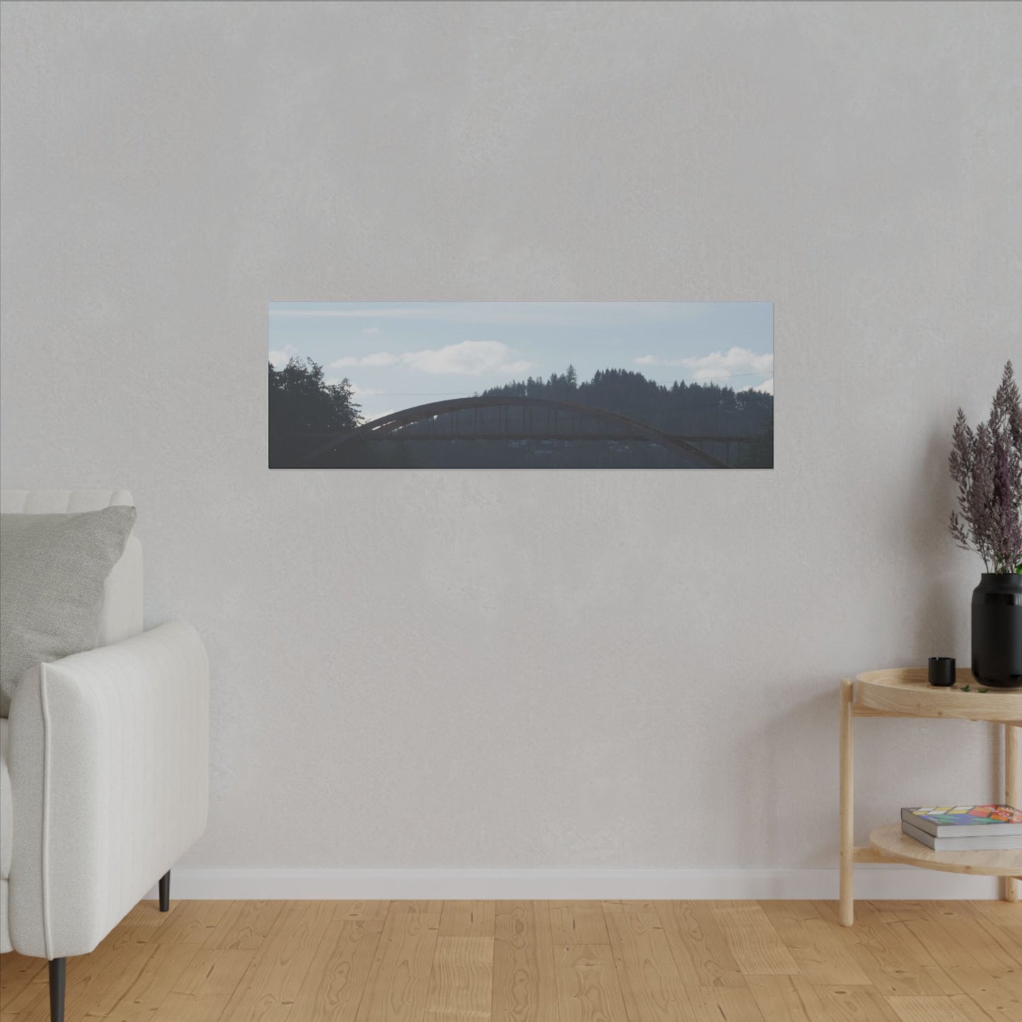 Scenic Bridge Matte Canvas Wall Art - Tranquil River Landscape