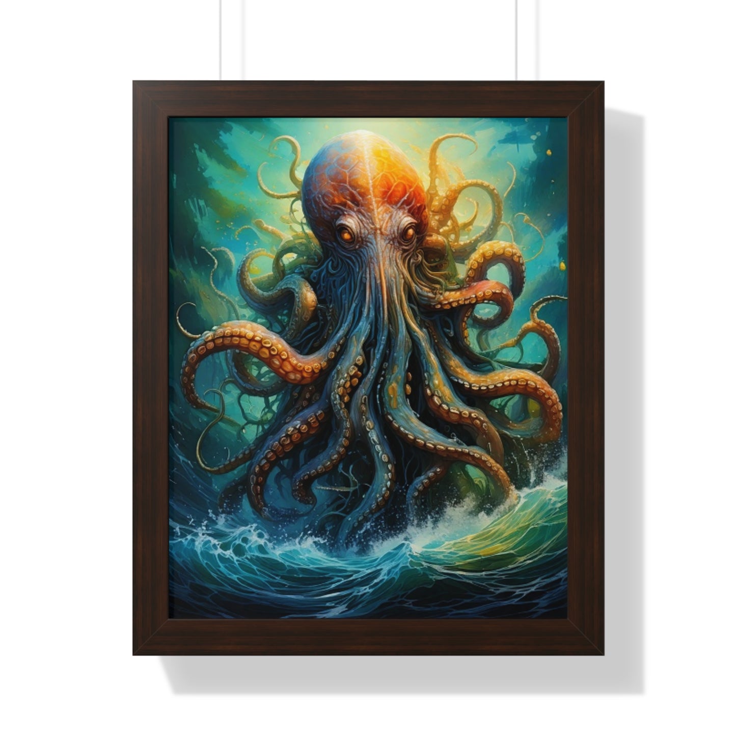 Octopus Art Print - Framed Vertical Poster for Nautical Decor