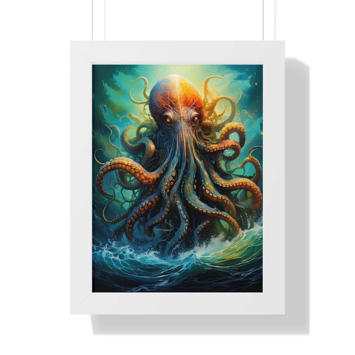 Octopus Art Print - Framed Vertical Poster for Nautical Decor