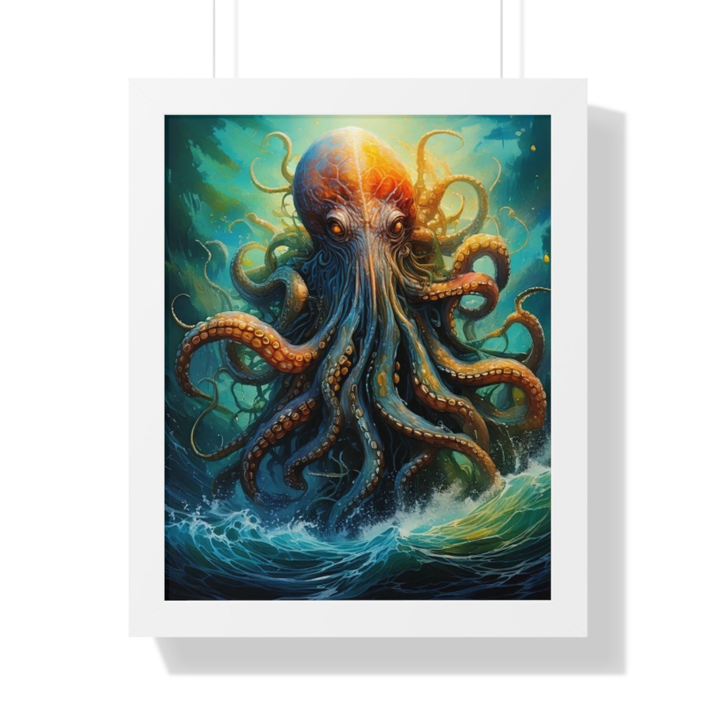 Octopus Art Print - Framed Vertical Poster for Nautical Decor