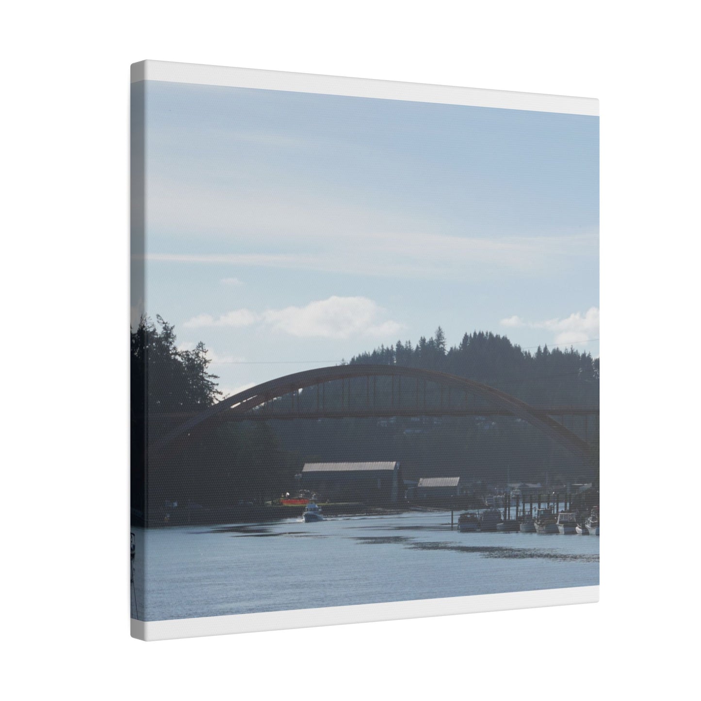 Scenic Bridge Matte Canvas Wall Art - Tranquil River Landscape