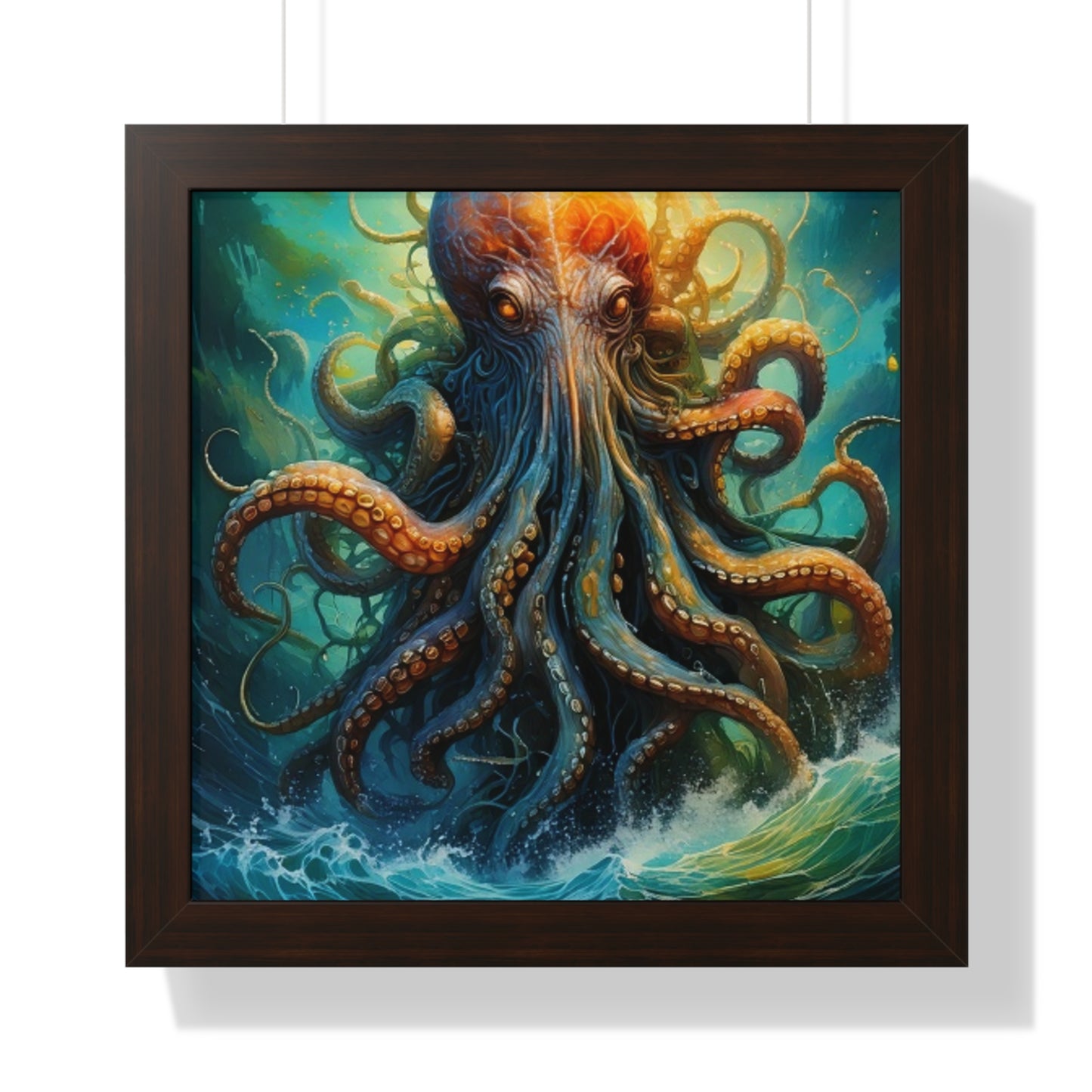 Octopus Art Print - Framed Vertical Poster for Nautical Decor