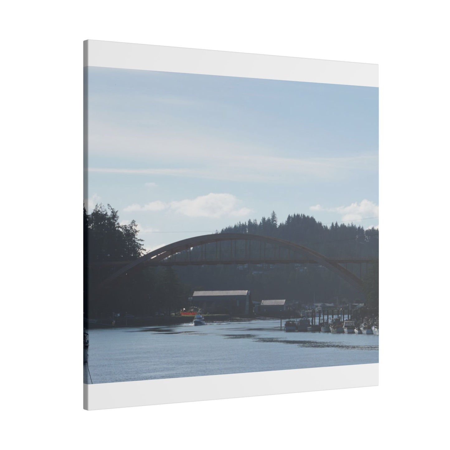 Scenic Bridge Matte Canvas Wall Art - Tranquil River Landscape