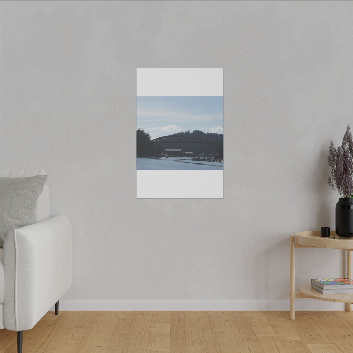 Scenic Bridge Matte Canvas Wall Art - Tranquil River Landscape