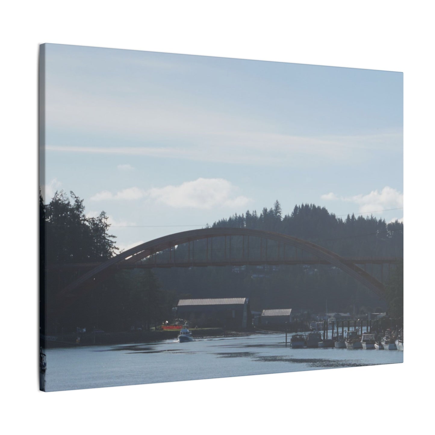 Scenic Bridge Matte Canvas Wall Art - Tranquil River Landscape