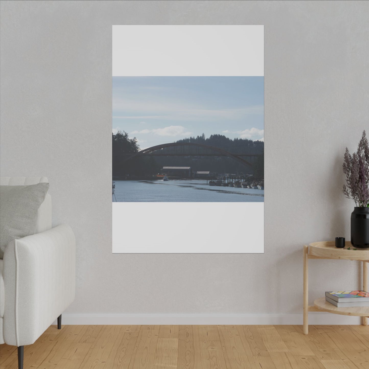 Scenic Bridge Matte Canvas Wall Art - Tranquil River Landscape