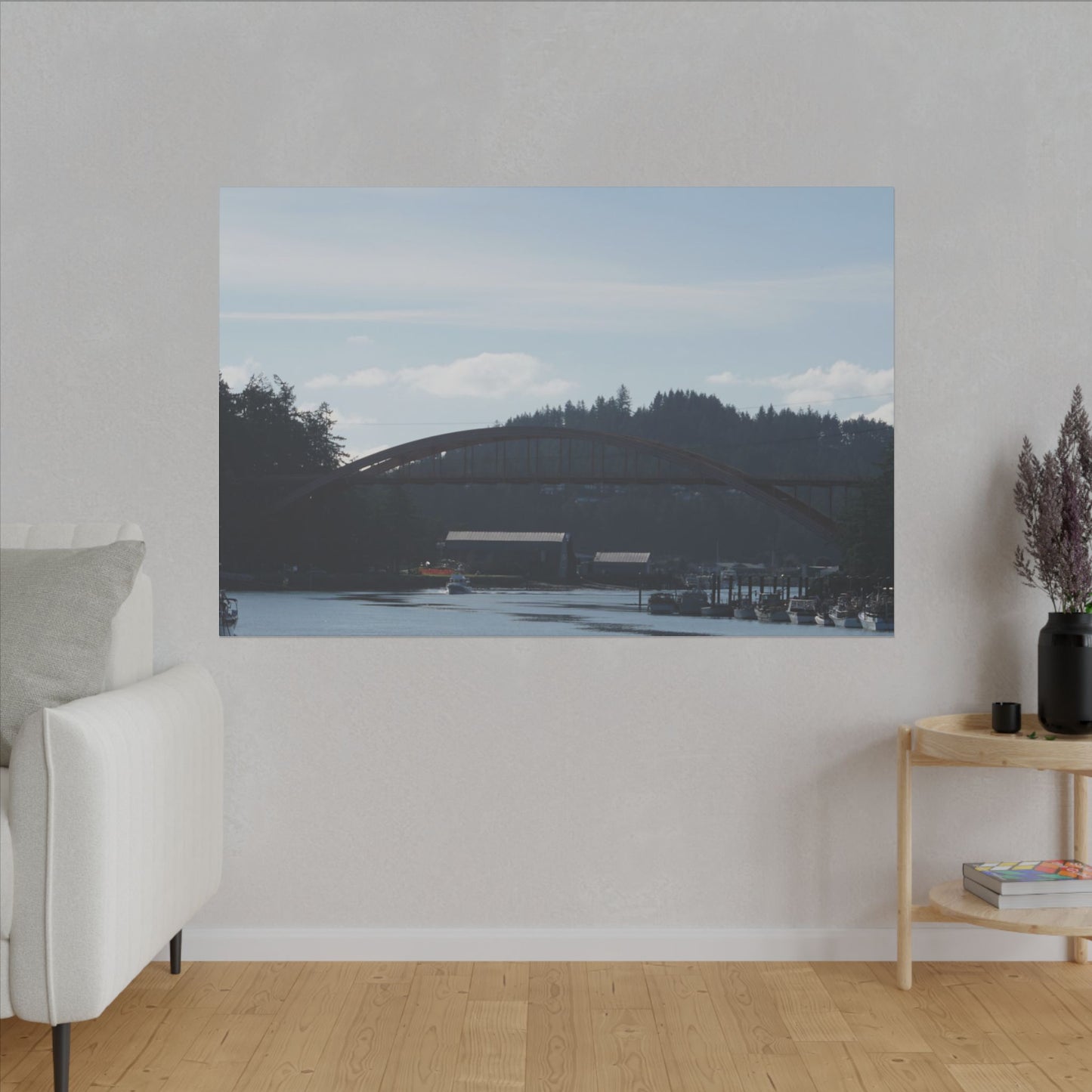 Scenic Bridge Matte Canvas Wall Art - Tranquil River Landscape