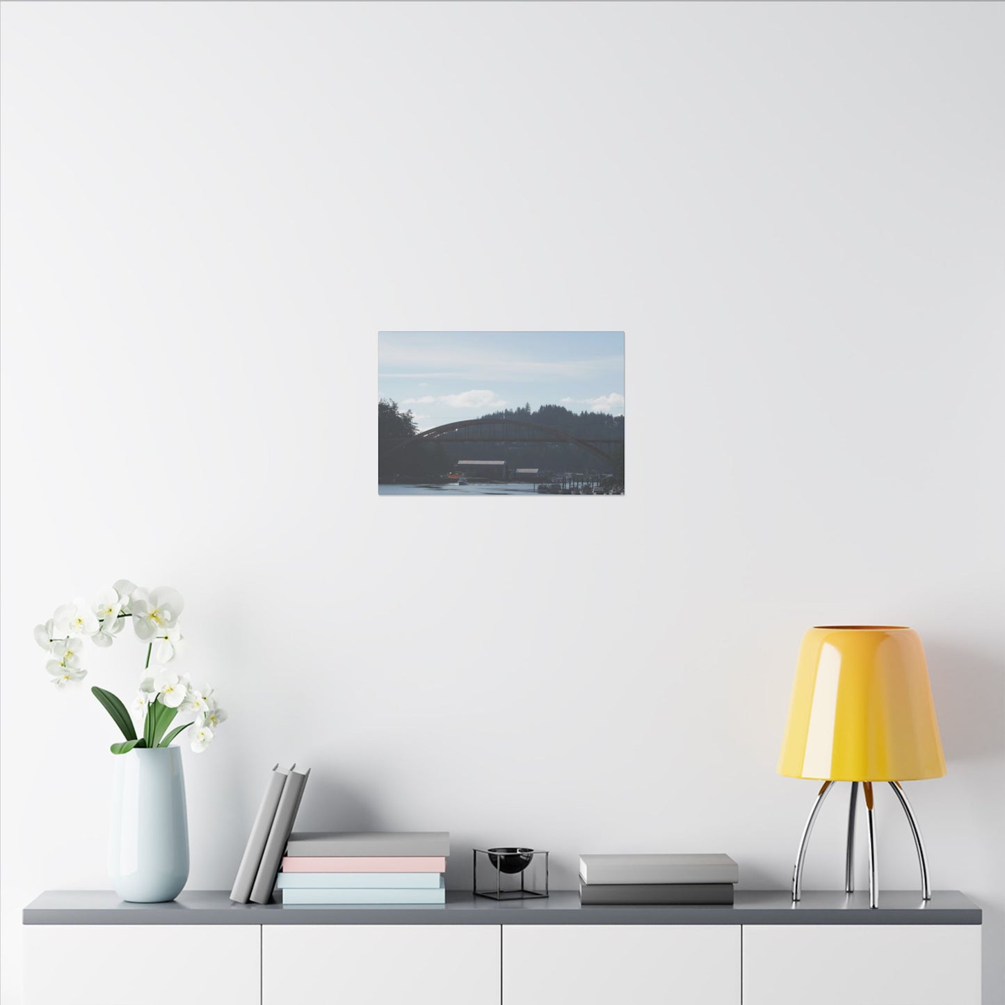 Scenic Bridge Matte Canvas Wall Art - Tranquil River Landscape