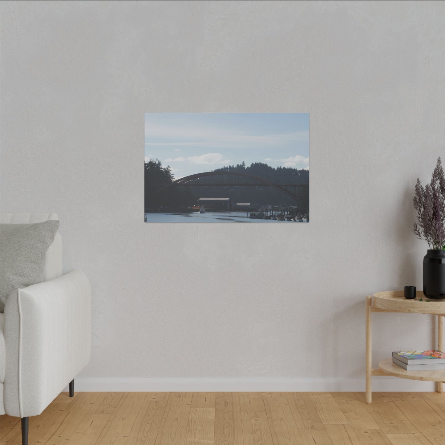 Scenic Bridge Matte Canvas Wall Art - Tranquil River Landscape