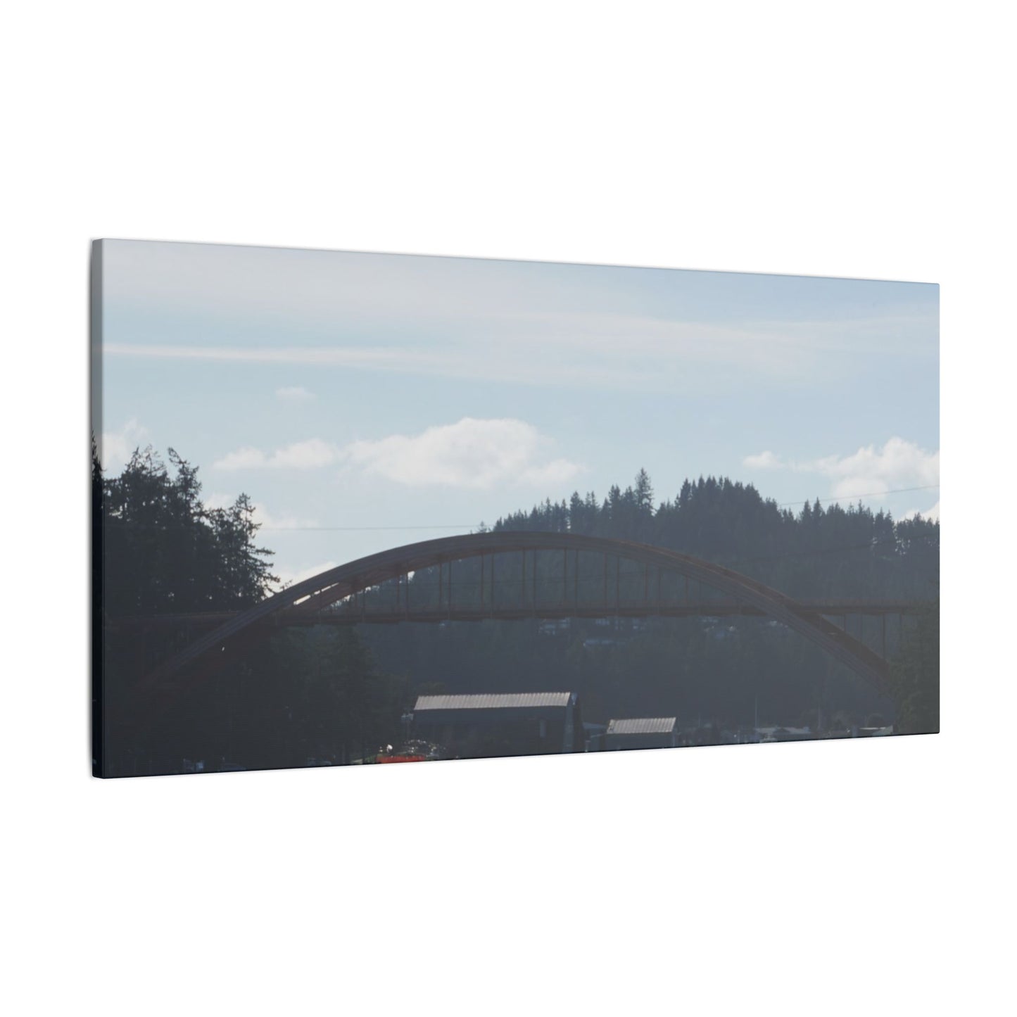 Scenic Bridge Matte Canvas Wall Art - Tranquil River Landscape