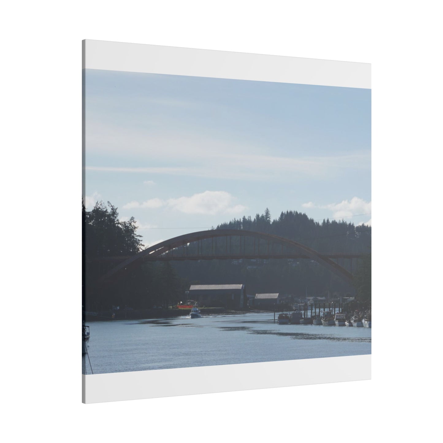 Scenic Bridge Matte Canvas Wall Art - Tranquil River Landscape