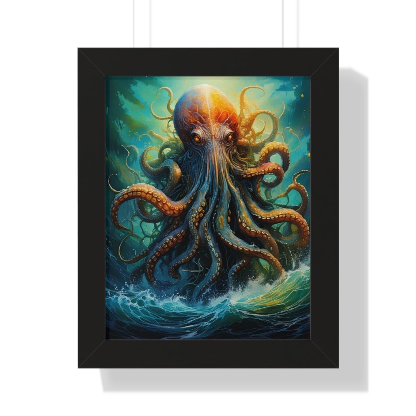 Octopus Art Print - Framed Vertical Poster for Nautical Decor