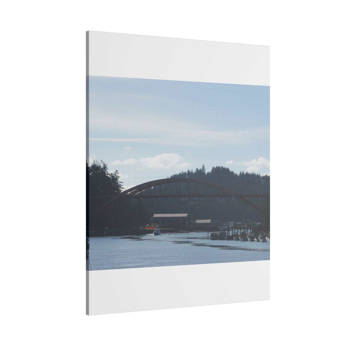 Scenic Bridge Matte Canvas Wall Art - Tranquil River Landscape