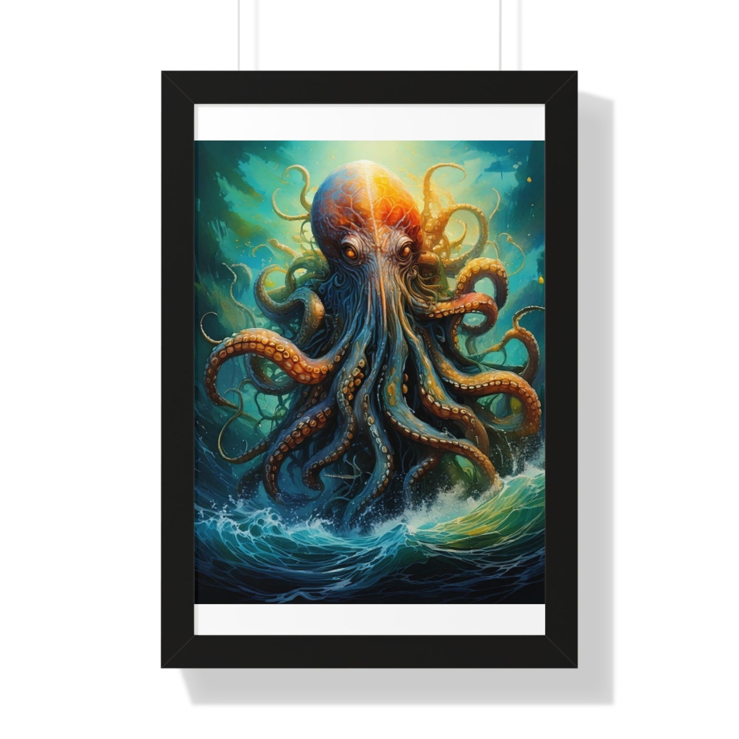 Octopus Art Print - Framed Vertical Poster for Nautical Decor