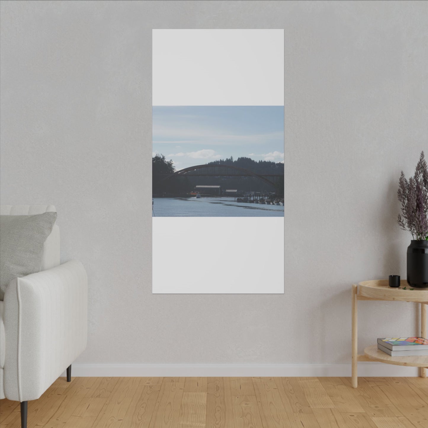 Scenic Bridge Matte Canvas Wall Art - Tranquil River Landscape