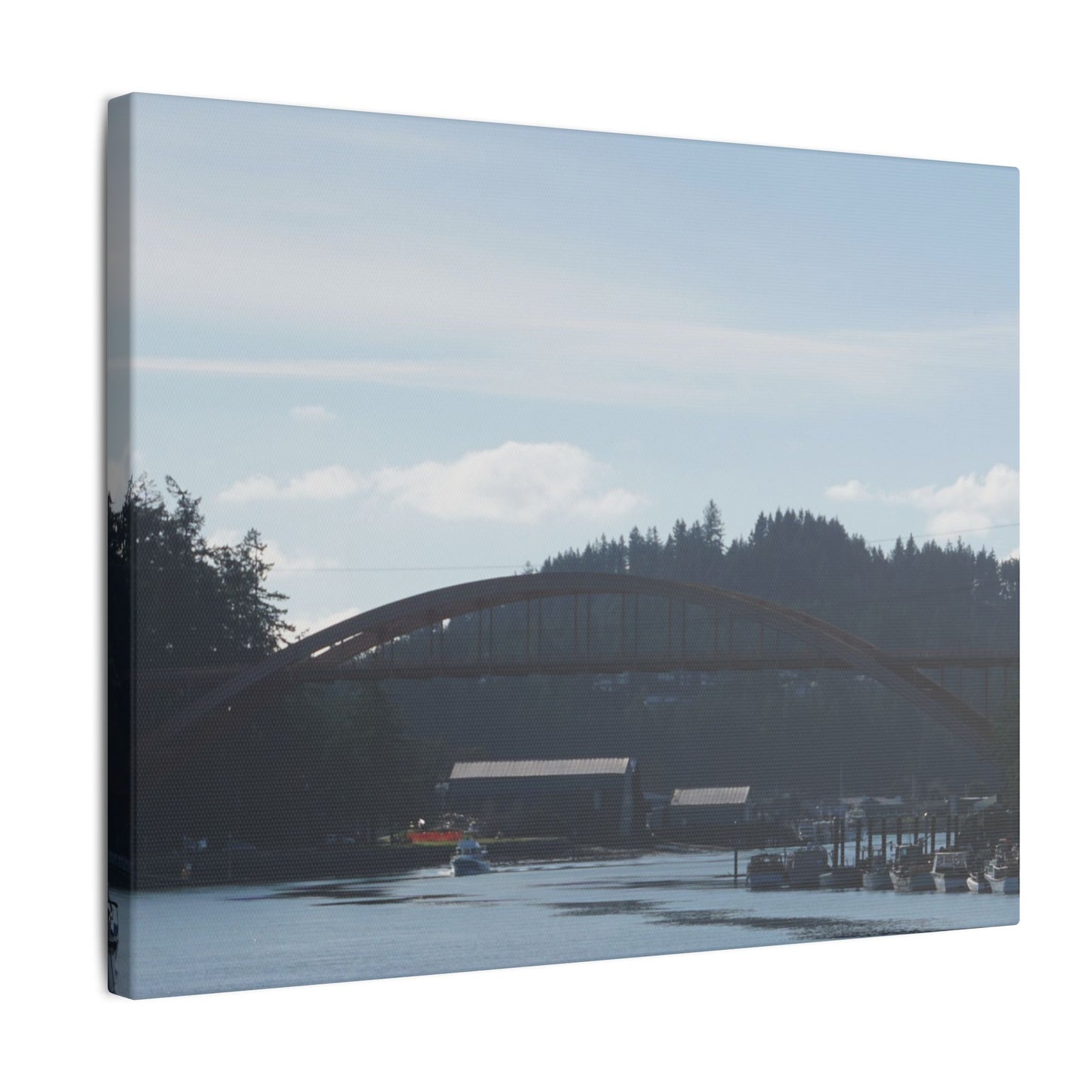 Scenic Bridge Matte Canvas Wall Art - Tranquil River Landscape