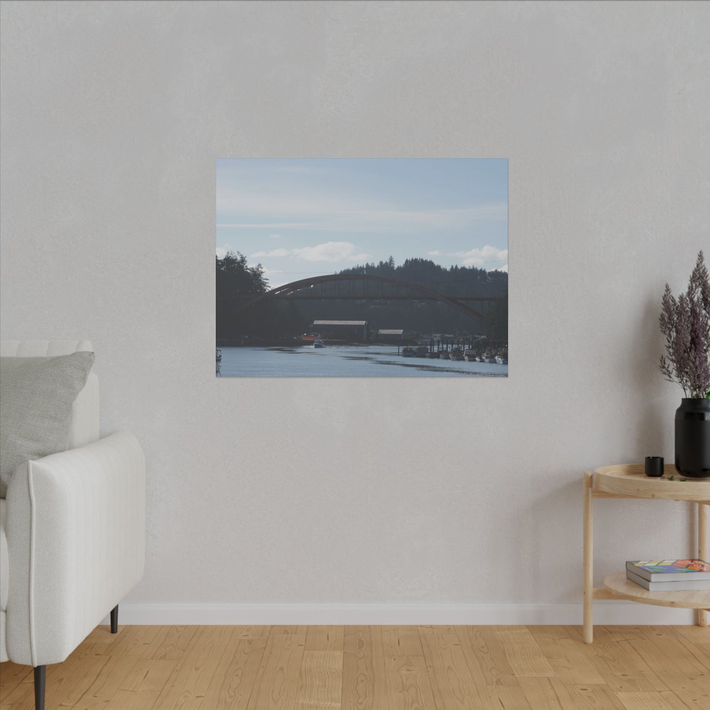 Scenic Bridge Matte Canvas Wall Art - Tranquil River Landscape