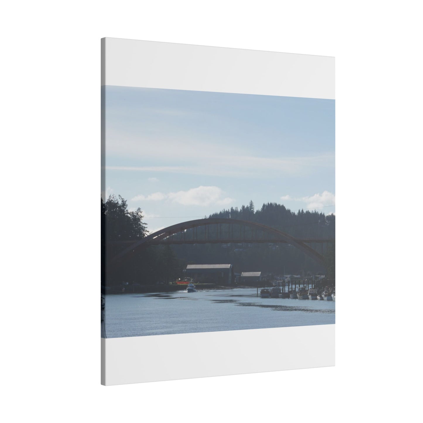 Scenic Bridge Matte Canvas Wall Art - Tranquil River Landscape