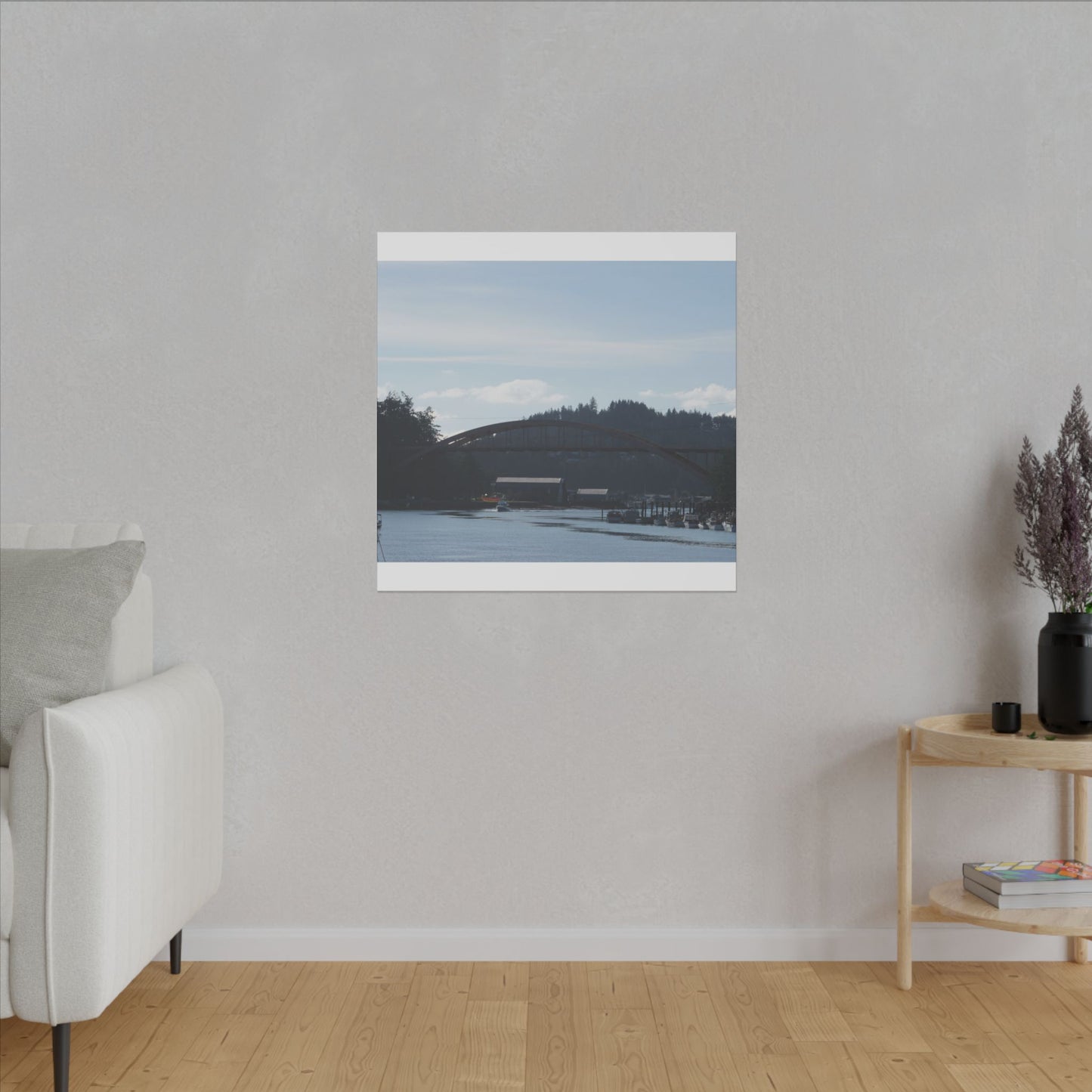 Scenic Bridge Matte Canvas Wall Art - Tranquil River Landscape