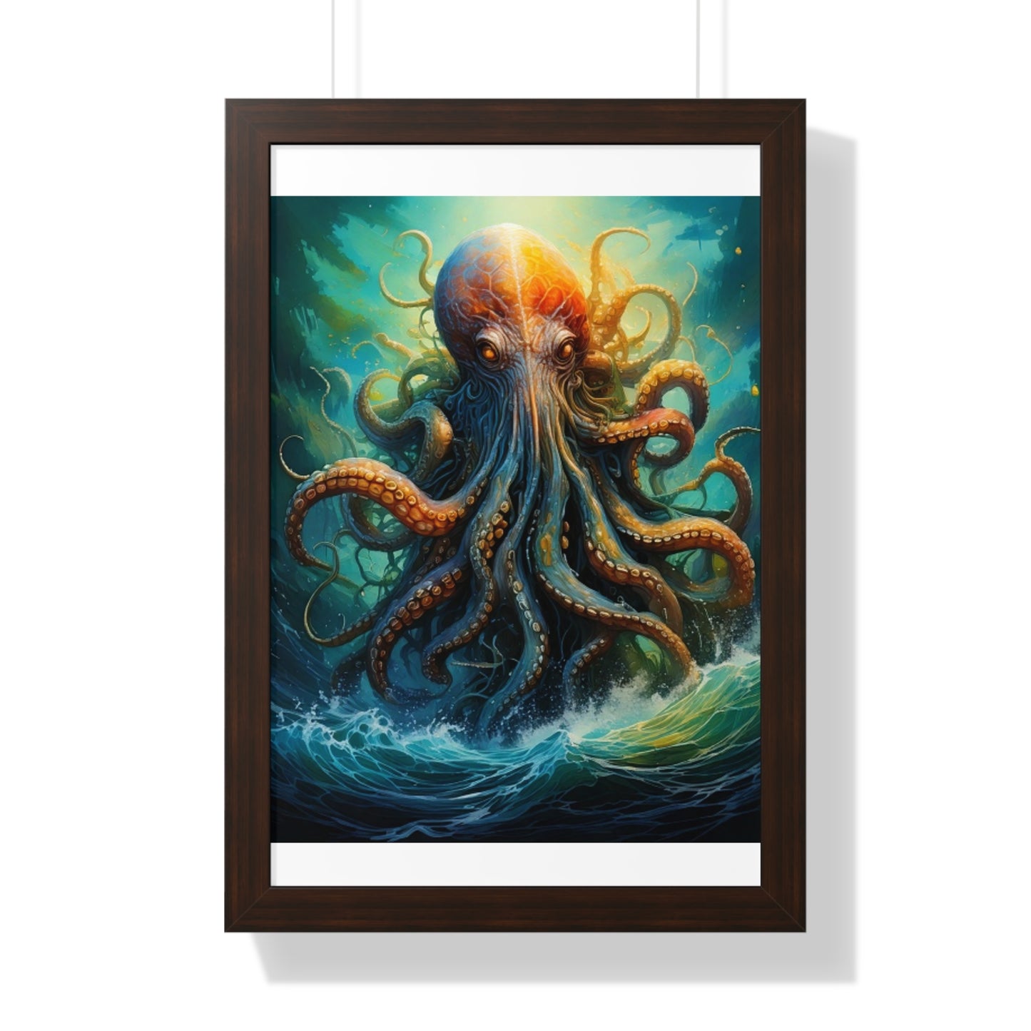 Octopus Art Print - Framed Vertical Poster for Nautical Decor