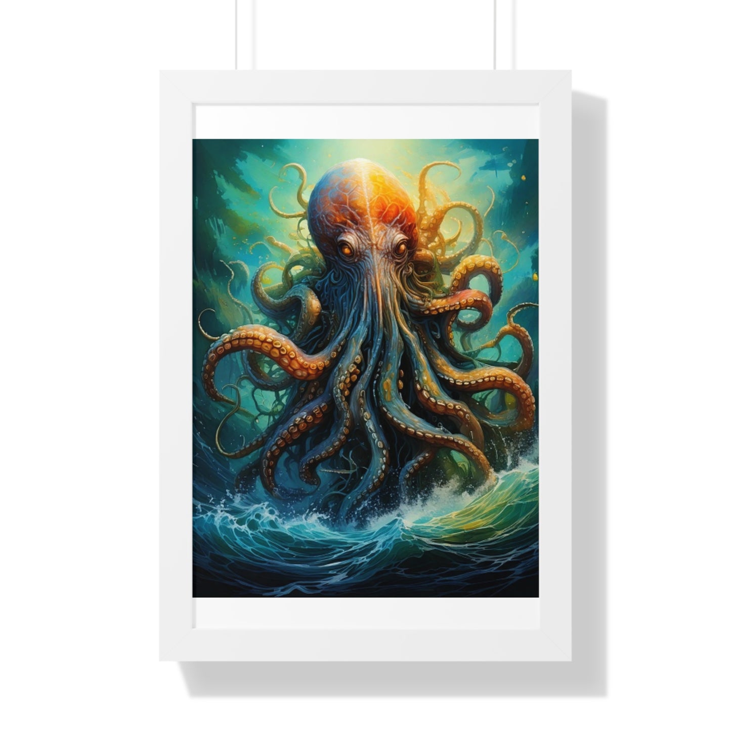 Octopus Art Print - Framed Vertical Poster for Nautical Decor