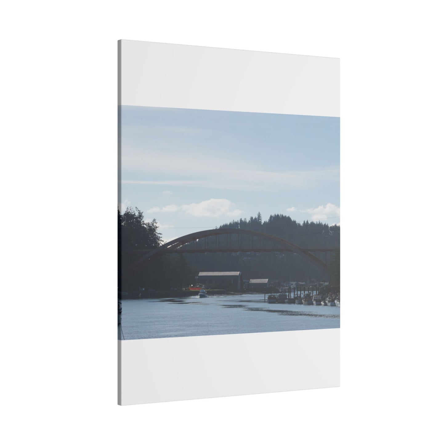 Scenic Bridge Matte Canvas Wall Art - Tranquil River Landscape