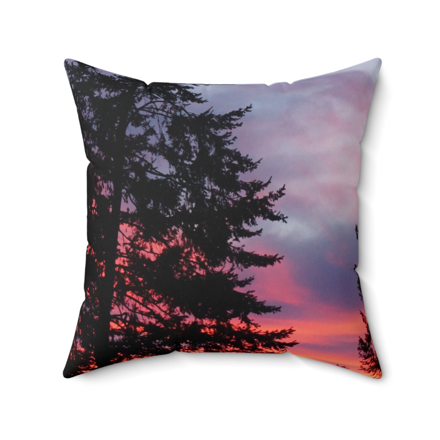 Serene Sunset Tree Design Square Pillow - Cozy Home Decor