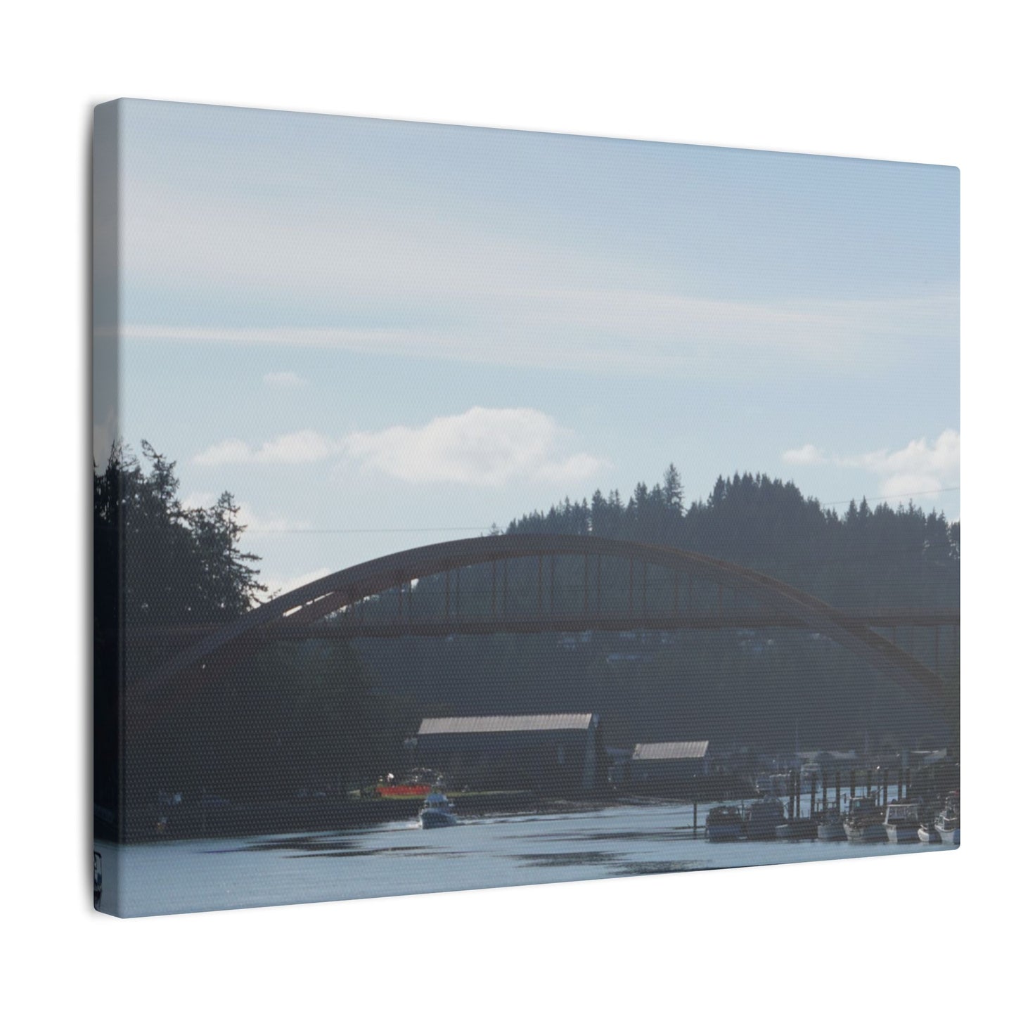 Scenic Bridge Matte Canvas Wall Art - Tranquil River Landscape