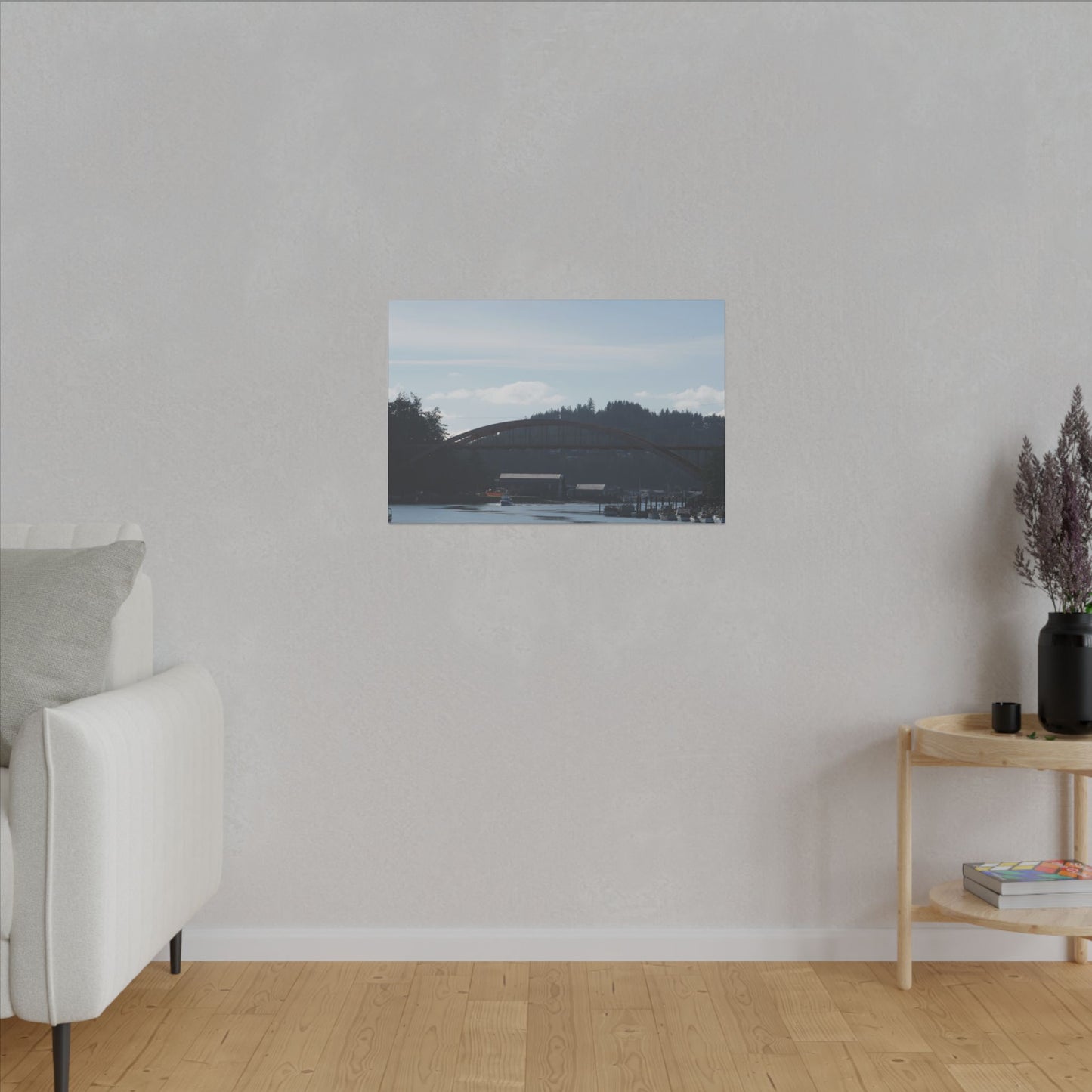 Scenic Bridge Matte Canvas Wall Art - Tranquil River Landscape