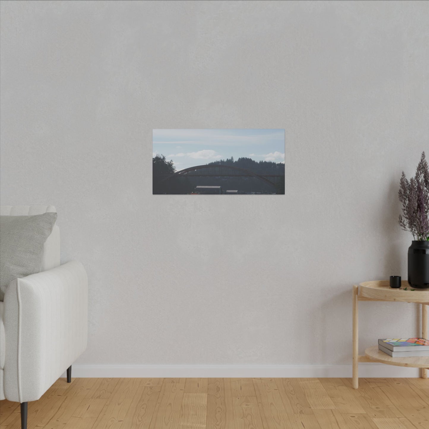 Scenic Bridge Matte Canvas Wall Art - Tranquil River Landscape