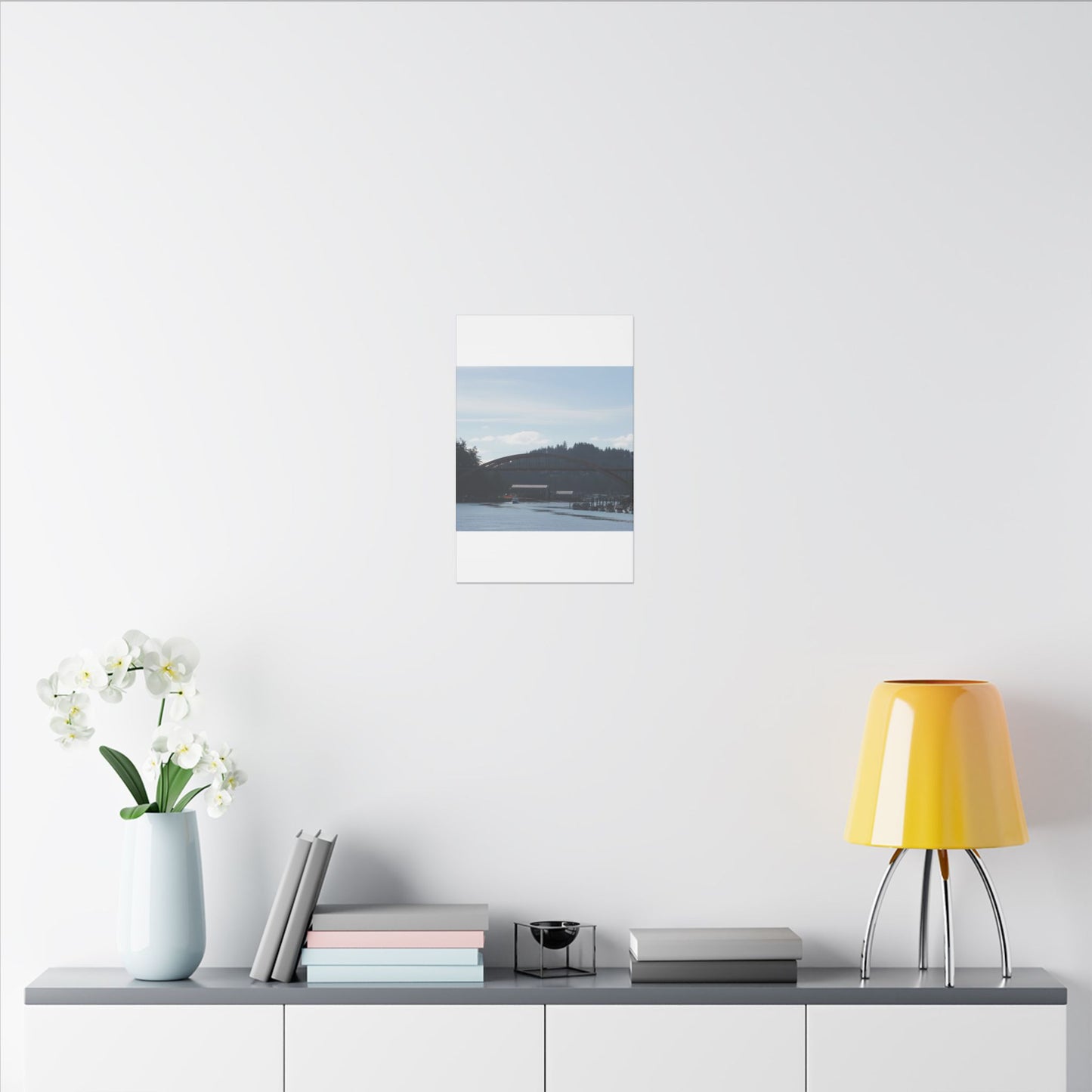 Scenic Bridge Matte Canvas Wall Art - Tranquil River Landscape