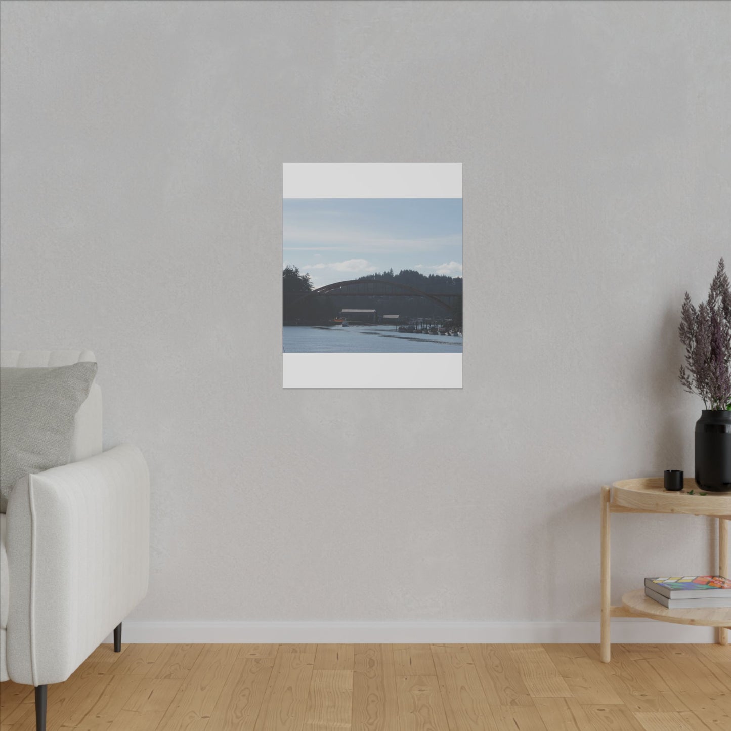 Scenic Bridge Matte Canvas Wall Art - Tranquil River Landscape