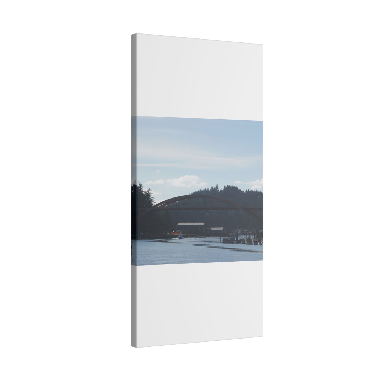 Scenic Bridge Matte Canvas Wall Art - Tranquil River Landscape