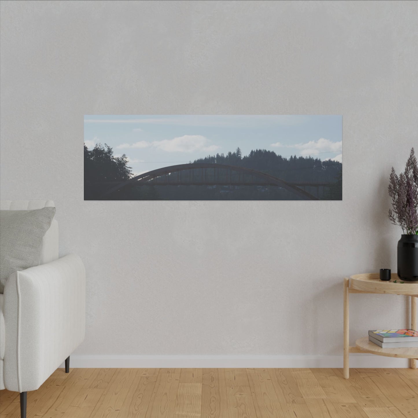 Scenic Bridge Matte Canvas Wall Art - Tranquil River Landscape