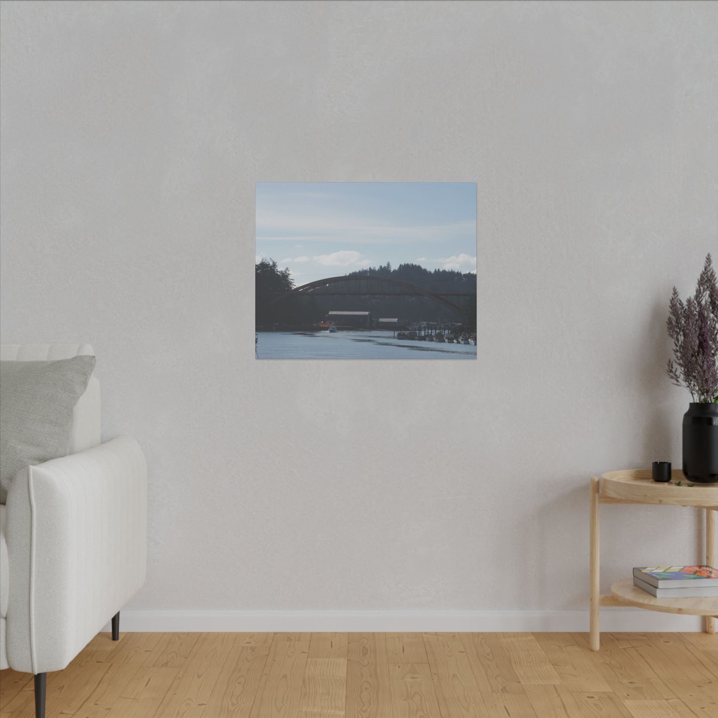 Scenic Bridge Matte Canvas Wall Art - Tranquil River Landscape