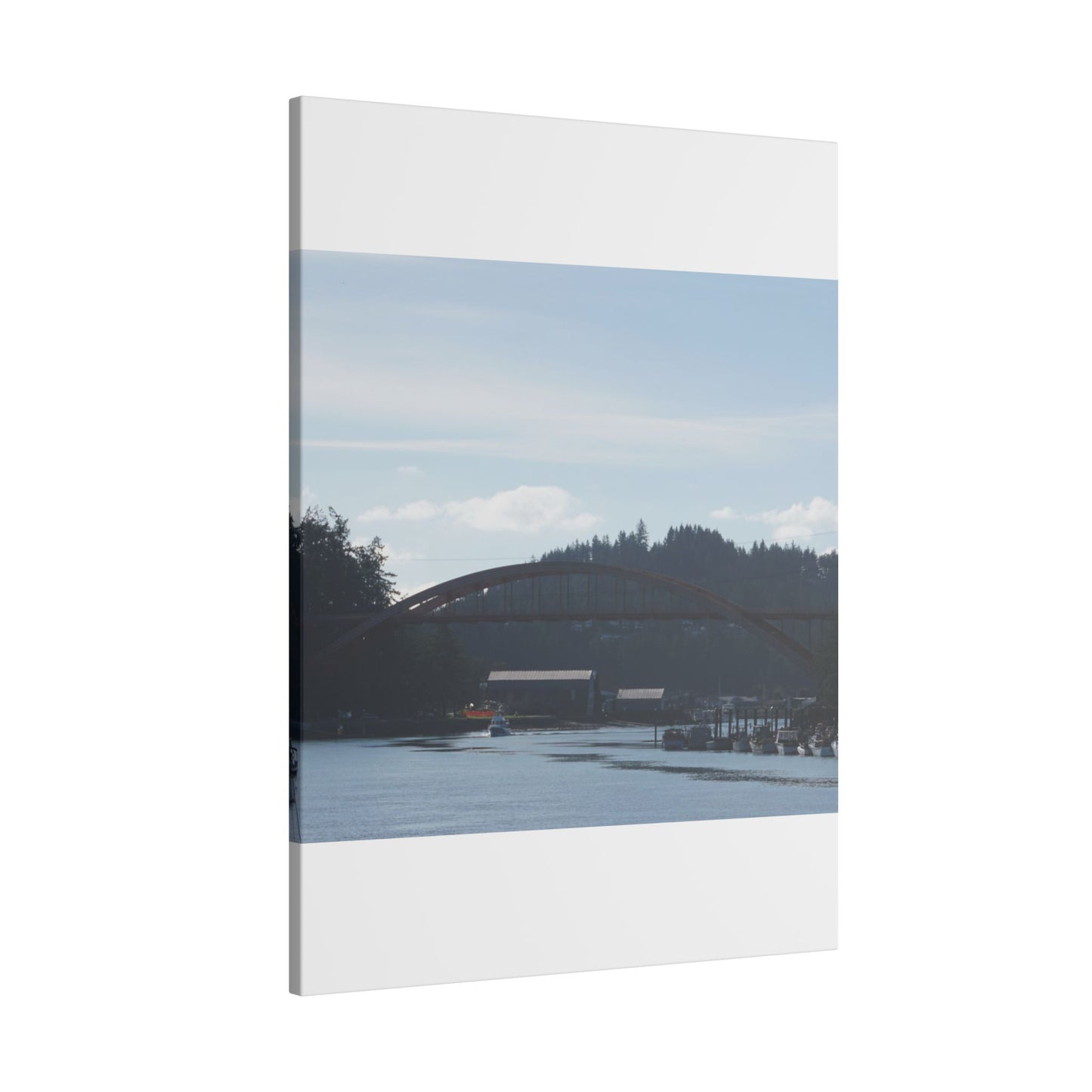 Scenic Bridge Matte Canvas Wall Art - Tranquil River Landscape