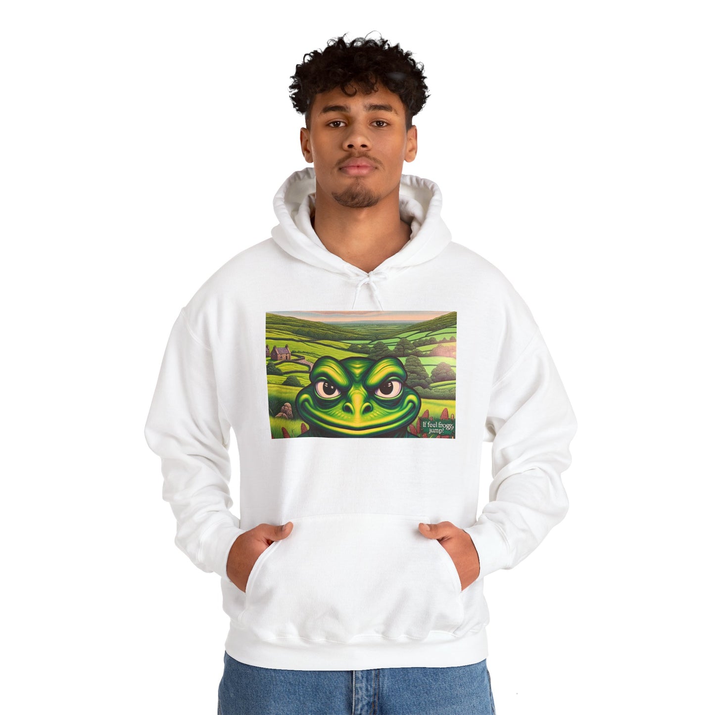 Whimsical Frog Artwork Unisex Hoodie - Cozy Heavy Blend Sweatshirt for Nature Lovers