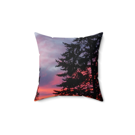 Serene Sunset Tree Design Square Pillow - Cozy Home Decor