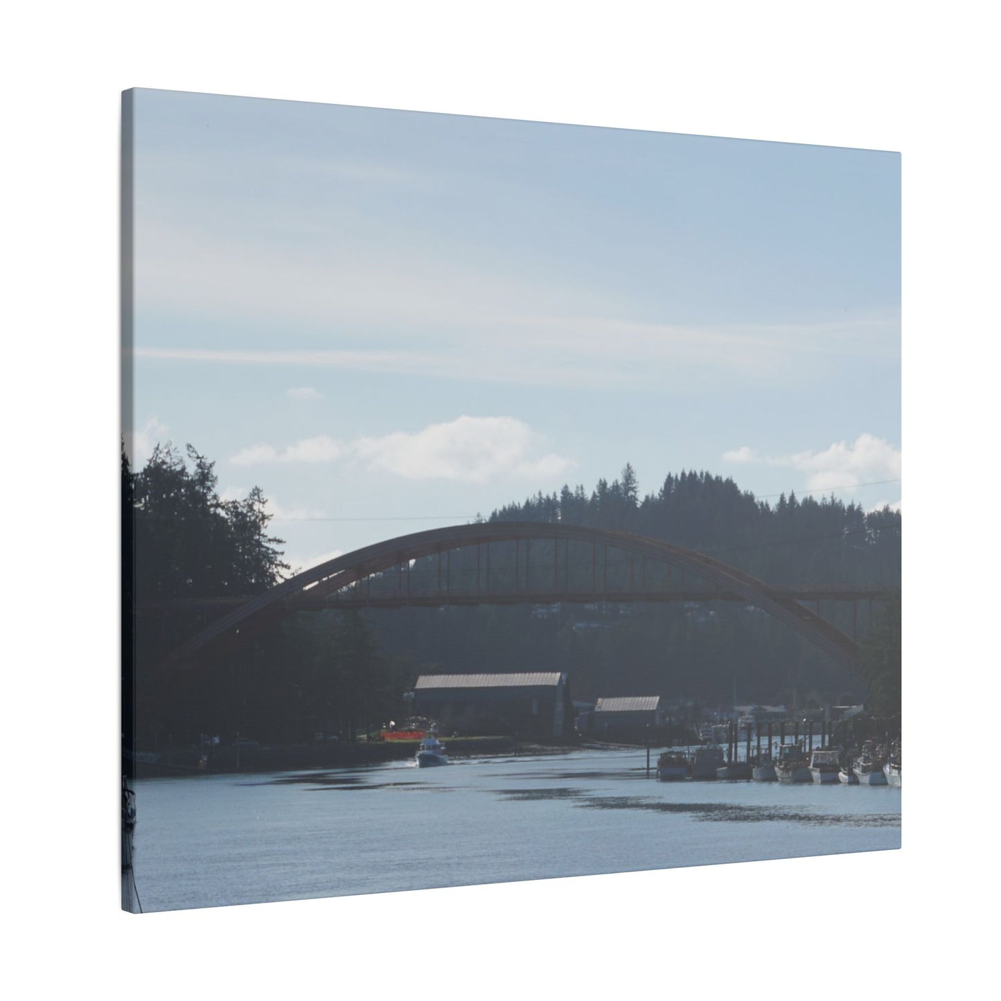 Scenic Bridge Matte Canvas Wall Art - Tranquil River Landscape