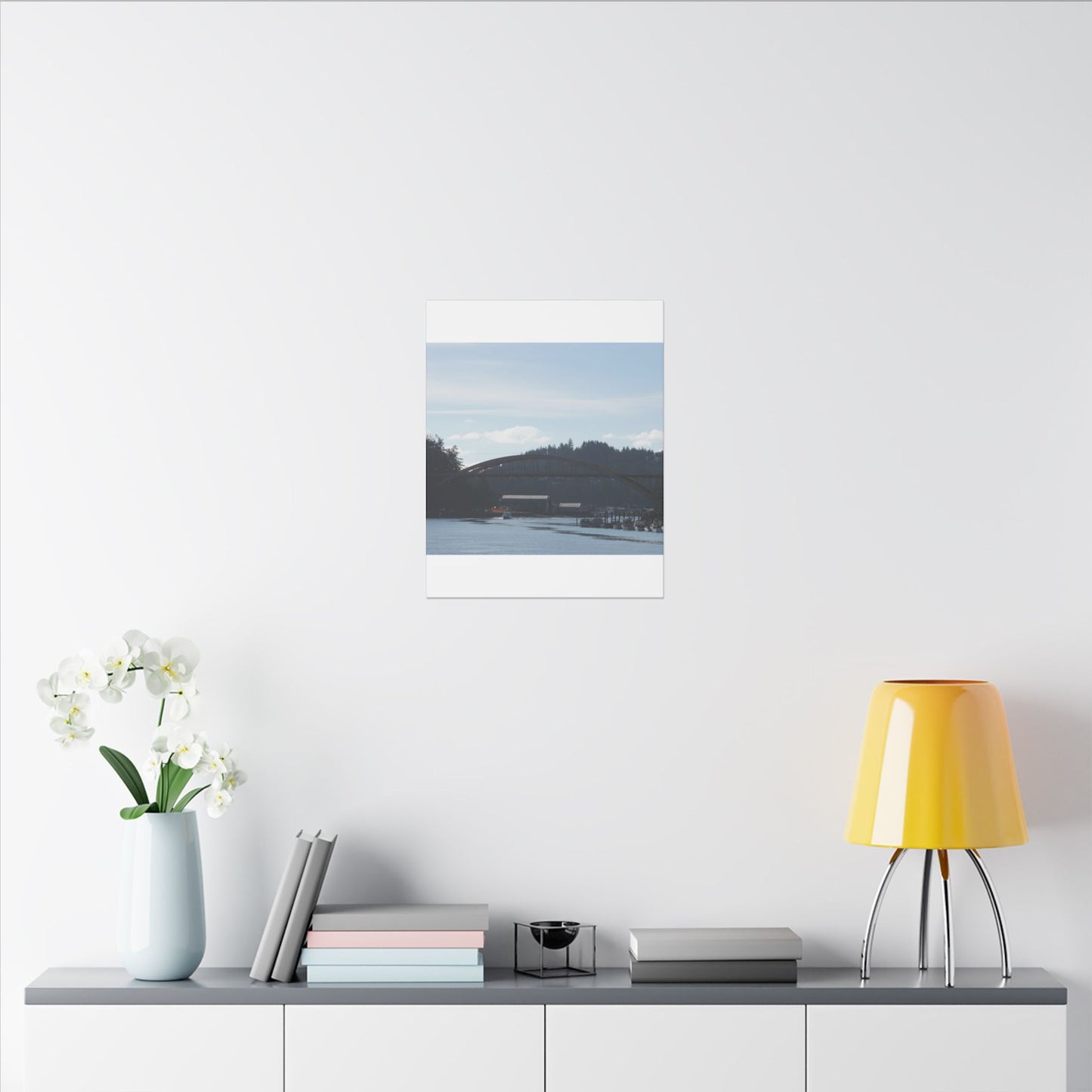 Scenic Bridge Matte Canvas Wall Art - Tranquil River Landscape