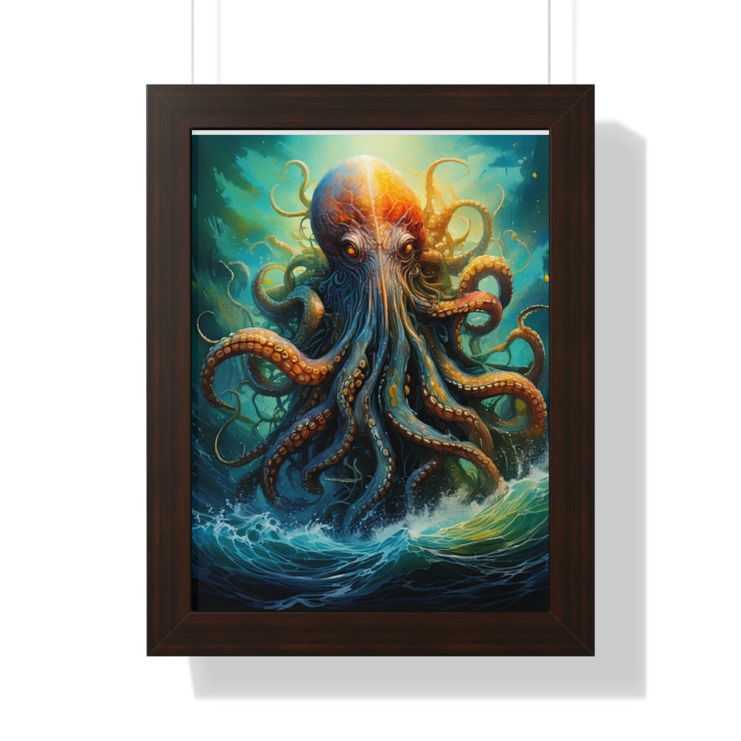 Octopus Art Print - Framed Vertical Poster for Nautical Decor