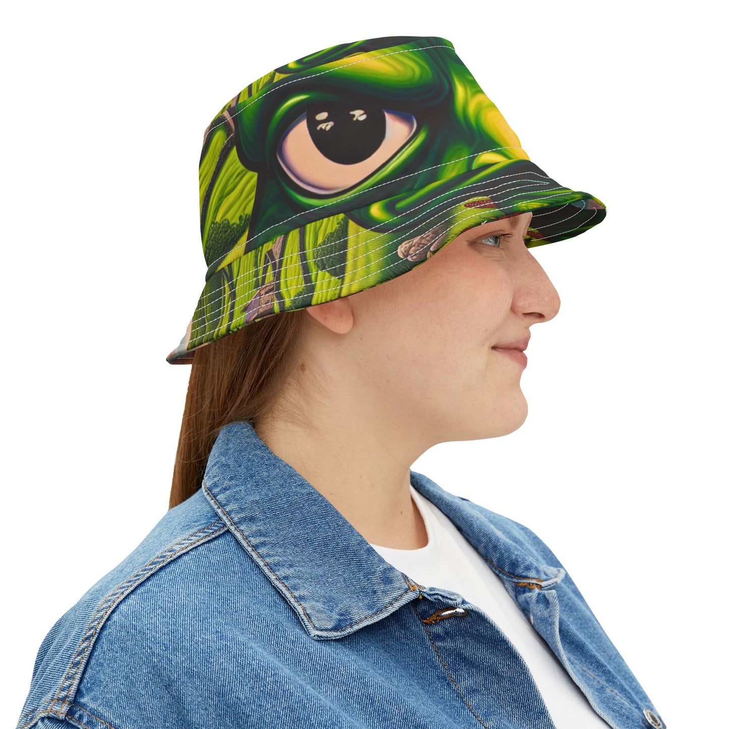 Vibrant Frog Print Bucket Hat for Fun Summer Adventures