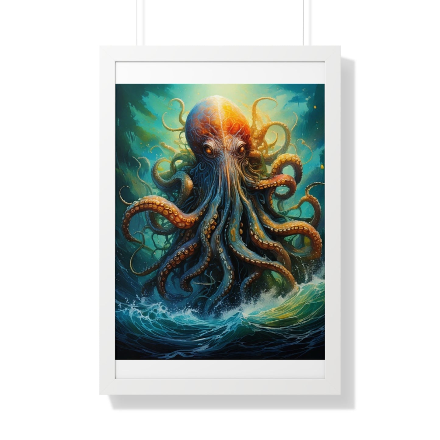 Octopus Art Print - Framed Vertical Poster for Nautical Decor