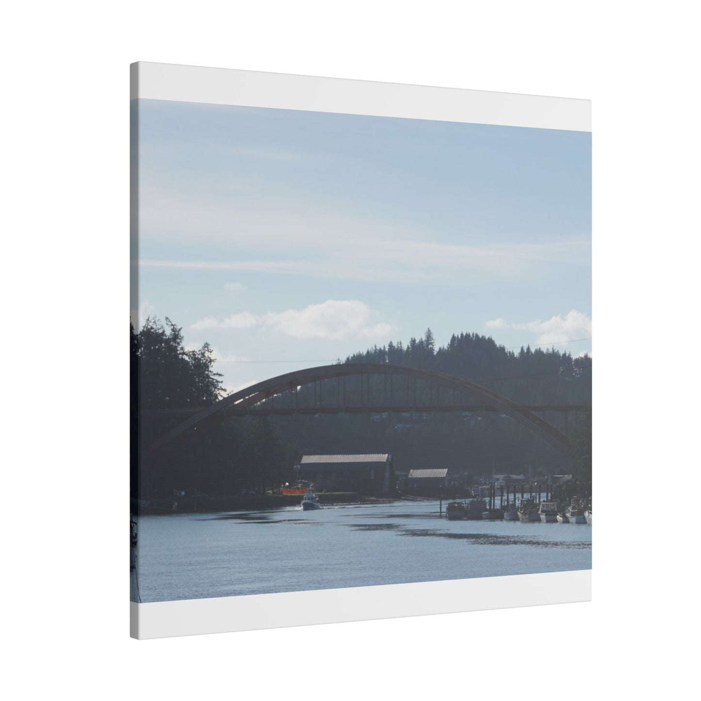 Scenic Bridge Matte Canvas Wall Art - Tranquil River Landscape