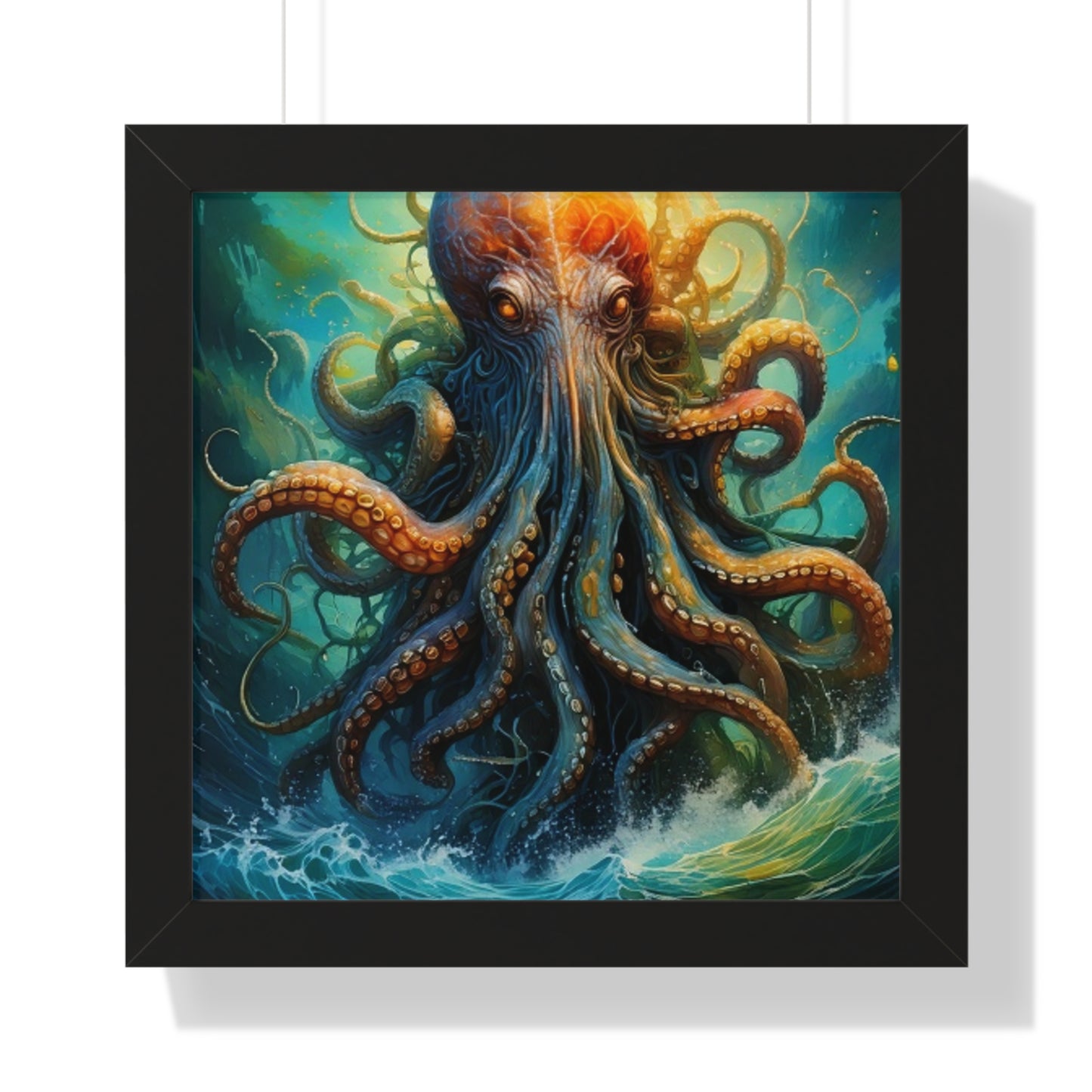 Octopus Art Print - Framed Vertical Poster for Nautical Decor