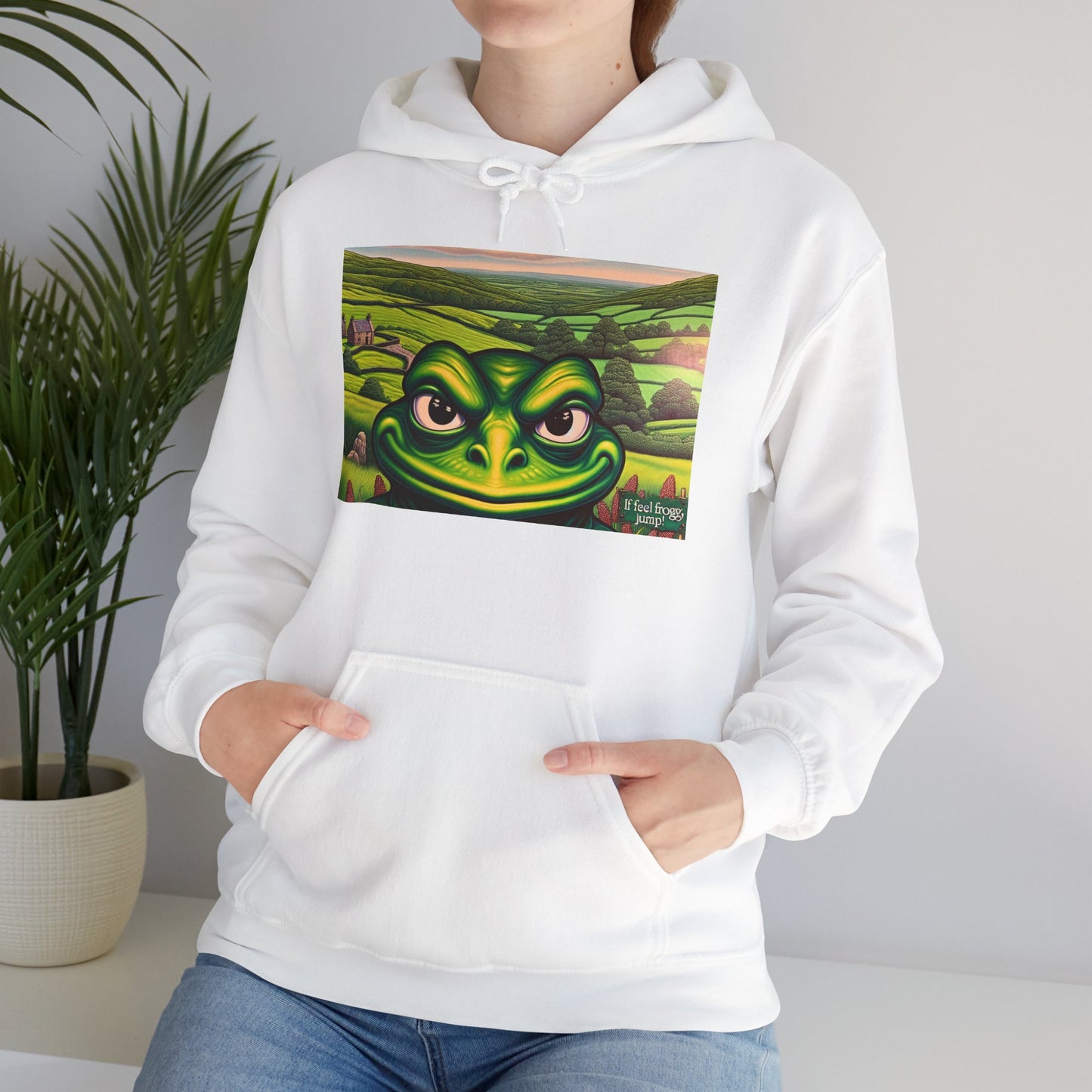 Whimsical Frog Artwork Unisex Hoodie - Cozy Heavy Blend Sweatshirt for Nature Lovers